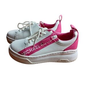 Michael Kors Alex Sneakers 5.5 Women White Pink Leather Logo Casual Shoes